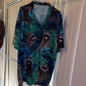 Tropical Raccoon Print Casual Shirt